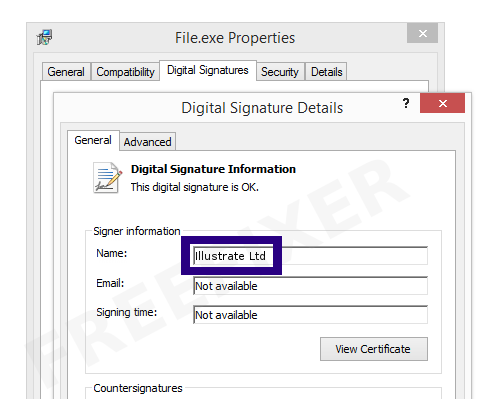 Screenshot of the Illustrate Ltd certificate